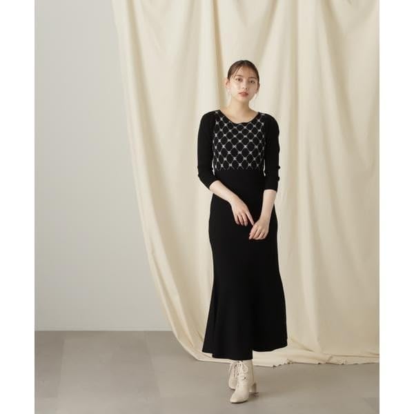 by Jill Casual Logo Jacquard Mermaid Knit Gray [Jill Stuart] Dress, Dress, Women's,