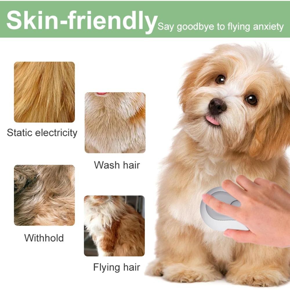 Electric Cat Dog Grooming Comb 3-in-1 USB Powered Silent Massage Tool with Steam Spray Brush Antistatic Built-in Water Tank