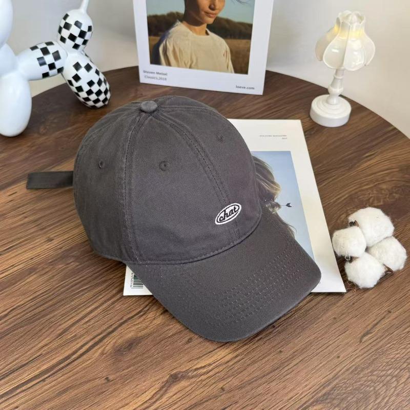 

Весна новая вышитая бейсболка женская универсальная большой окружности головы мягкая кепка кэжуал Adjustable темно-серого