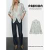 Za2025 Spring New Women's Clothing All-Matching Striped Silk Satin Texture Long Sleeves Lapel Casual Shirt 2074140