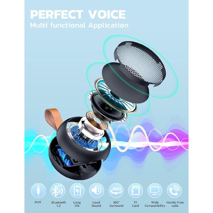 Haut-parleur Bluetooth portable, IPX7 étanche petit haut-parleur de douche sans fil Bluetooth avec son puissant, prend en charge carte TF/micro intégré