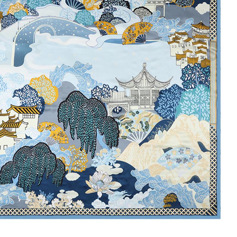 A-S037 Dream 90 Jiangnan Spring Scenery Silk Scarf