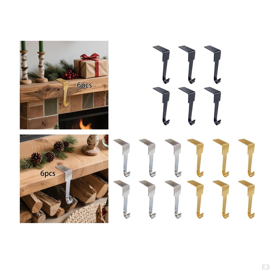 6 szt. Wieszak na skarpety świąteczne Uchwyty na skarpety na kominek Metalowy antypoślizgowy Wystrój domu Wieszaj