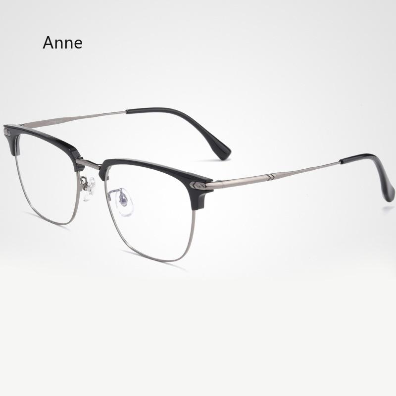 Women Men Silver Anti Blue Light Transparent Myopia Glasses Frame Round Eyewear Blocking Glasses Optical Spectacle Eyeglass