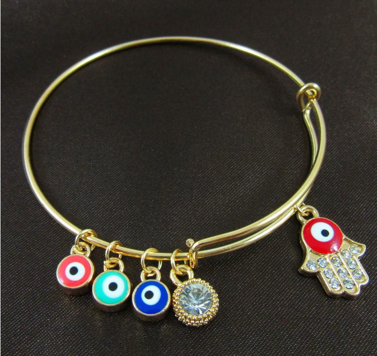 Korean Style Rhinestone Buddha's Hand & Eye Fatima Evil Eye Bracelet Anklet
