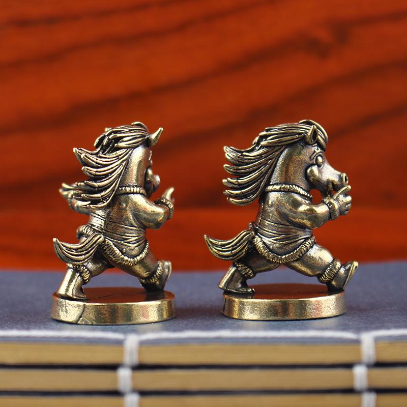 Antique Brass War Horse Desk De Brass War Horse Desk Decoration Chinese Year 2026 Zodiac Mascot Figurines Living Room Decoration