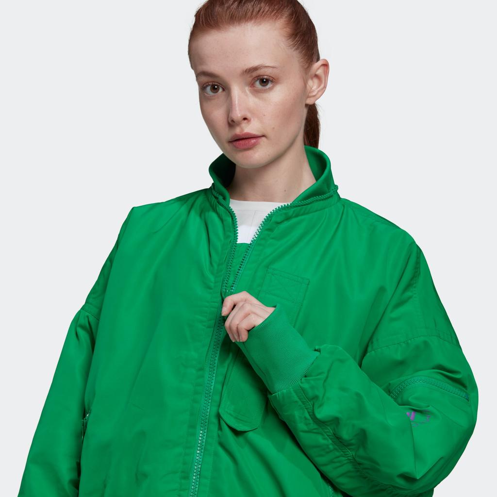 adidas Giacca da donna a maniche lunghe con zip, tinta unita, capospalla, verde HI0926