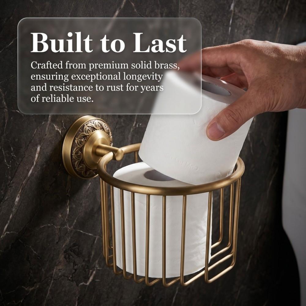 Copper Paper Towel Rack Brass Toilet Paper Holder Paper Holder Basket Bathroom Organization