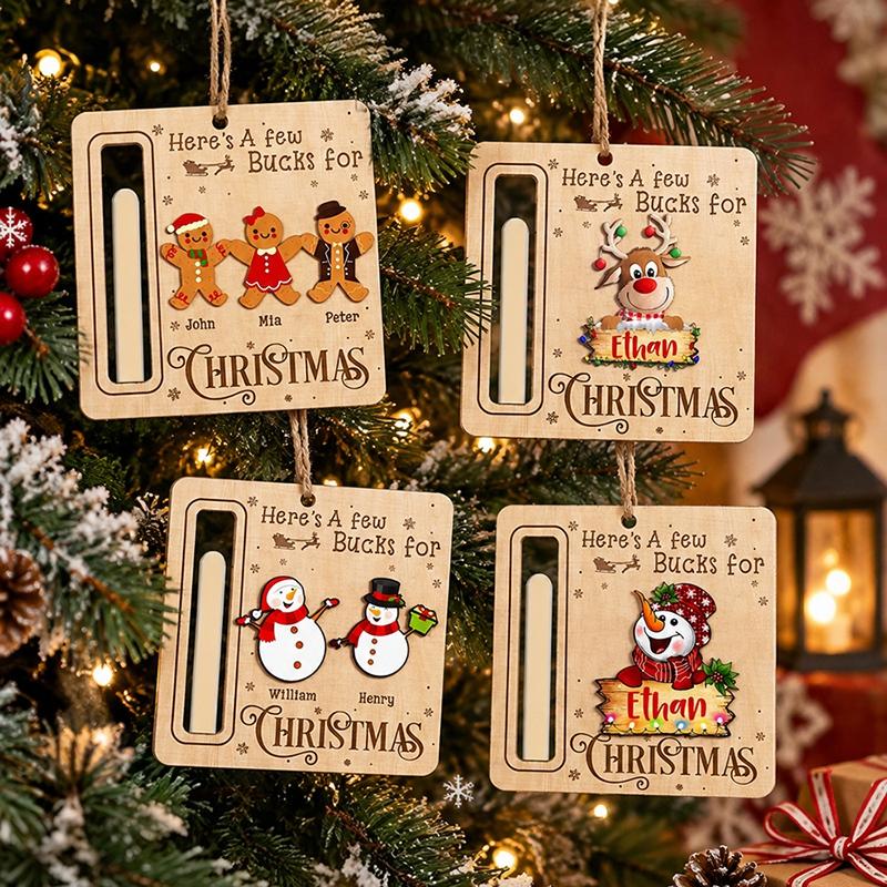 Wooden Christmas Money Holder Ornament Cash Gift Card Holder Hanging Decor Xmas Tree Pendant 2027 New Year Home Decor