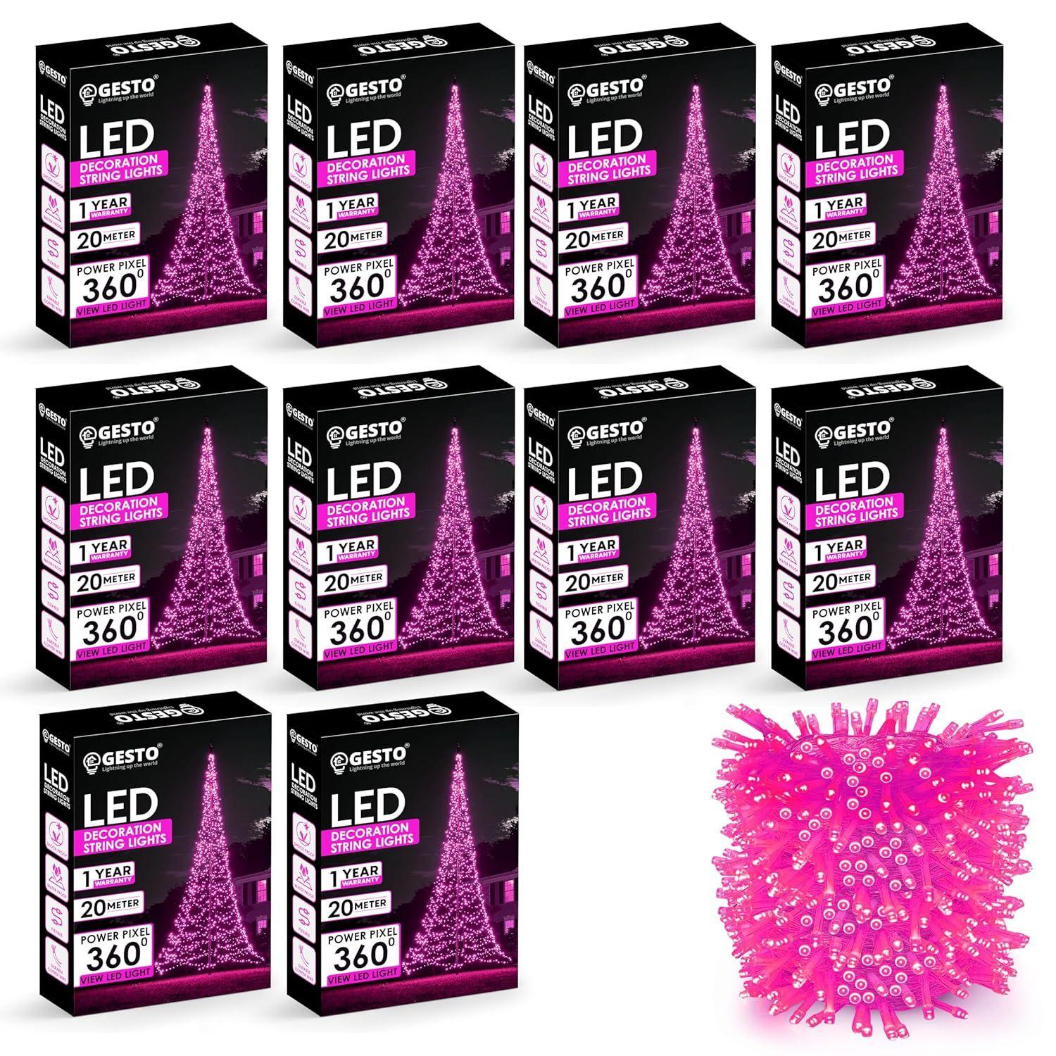 

Pink Led Serial String Lights – Waterproof Copper Wire Led Fairy Lights for Home Decoration,Christmas, Deepawali & Diwali Decoration Lights (20 Meter | Pack of 10)