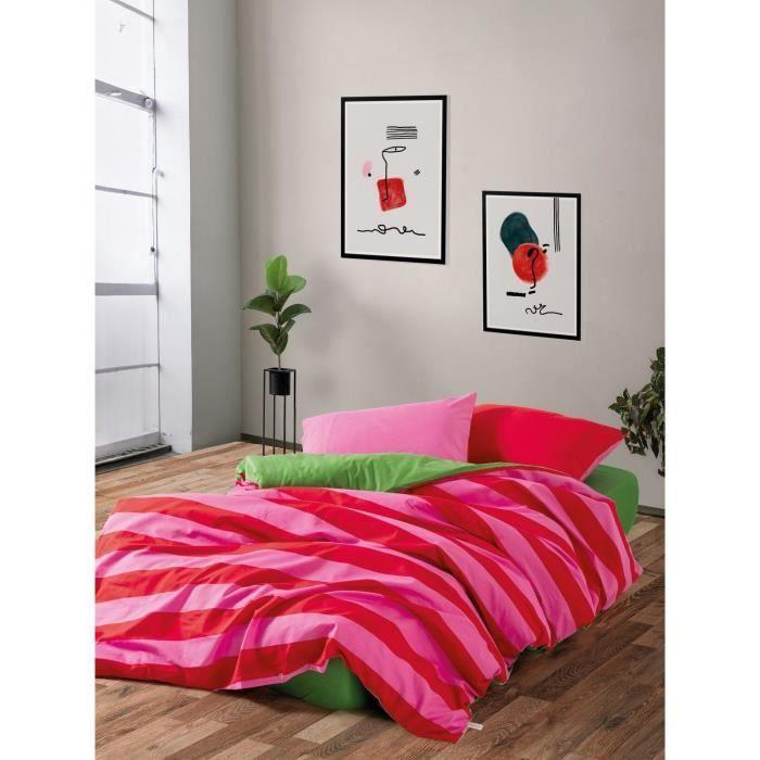 Aucune Beddengoedset - 1 Dekbedovertrek 220 X 240 Cm + 2 Kussenslopen 60 X 60 Cm - 100% Versterkt Katoen - Roze
