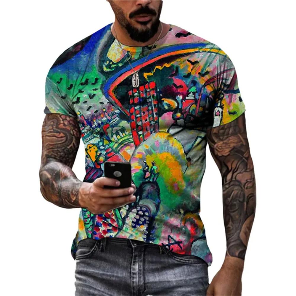 

Новые абстрактные граффити уличного стиля мужские футболки 3D стерео печать тренд моды Harajuku круглый вырез короткий рукав футболки топы 4XL