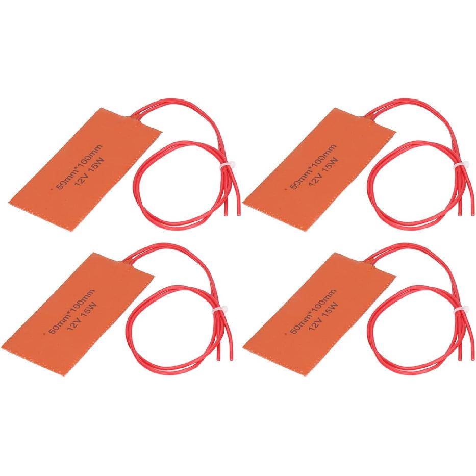 Hilitand 4PCS Silicone Heating Pad, 12V 15W Car Oil Pan Heater Pad 2 x 3.9in Silicone Heater Pad Engine Block Heater Pad with Heat Protector