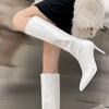 New Fashion Sexy Luxury Crocodile Pattern Knee High Heels Women's Boots Banquet Party Wedding Stiletto Mid Calf Boots Size 47 48