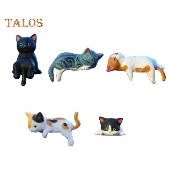 

5 шт., украшение в виде кошки, расписанная вручную миниатюрная фигурка кошки из смолы, коллекционная миниатюрная скульптура кошки для центрального экрана управления автомобилем, подарок любителям кошек A