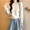 Women's French Chic Solid Color Knitwear Pullover - Long Sleeve Round Neck Sweater for Autumn/Winter
