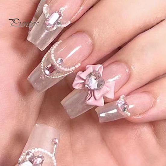 10 ks DIY dekorace na nehty 3D umělý křišťál srdce na růžové mašličce Kamínky na nehty kamínky na telefon Pouzdro na telefon Dekorace Příslušenství Potřeby na manikúru