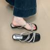 MUKEKe temperament rhinestone with open-toed slippers women's 2025 summer skirt versatile two wear sandals