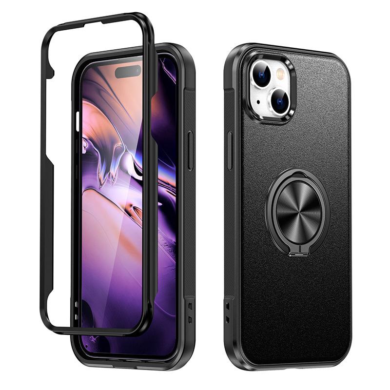 

For IPhone15 Mobile Phone Case with Stand Ring for Apple 15 Stand Magnetic Mobile Phone Protective Cover IP12