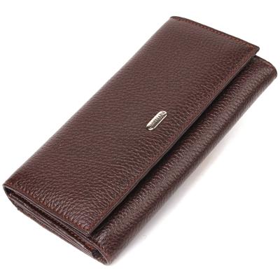 Bequeme Damenbrieftasche aus genarbtem Echtleder CANPELLINI Geldbörse 21654 Braun