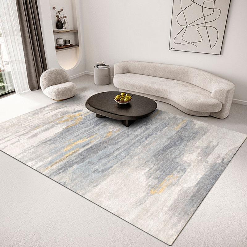 Modern Striped Living Room Carpet Light Grey Luxurious Decorative Carpet Comfortable Soft Bedroom Bedside Rugs Artistic Line Rug