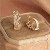 Luxury Female White Tree Leaf Round Zircon Stone Hoop Earrings Gold Color Fashion Girlfriend Gifts Wedding  For Women