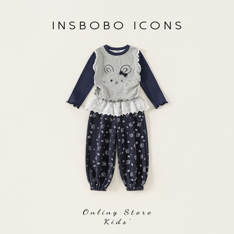 Insbobo Girls Outfit 2026 Spring New Style Baby Girl Sweatshirt Two-Piece Set Children s Stylish and Beautiful Spring Clothing Trendy Tibetan youth 80