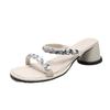 Crystal slippers female summer wear fashion fairy French transparent high heels thick heel sandals niche high-end sandals