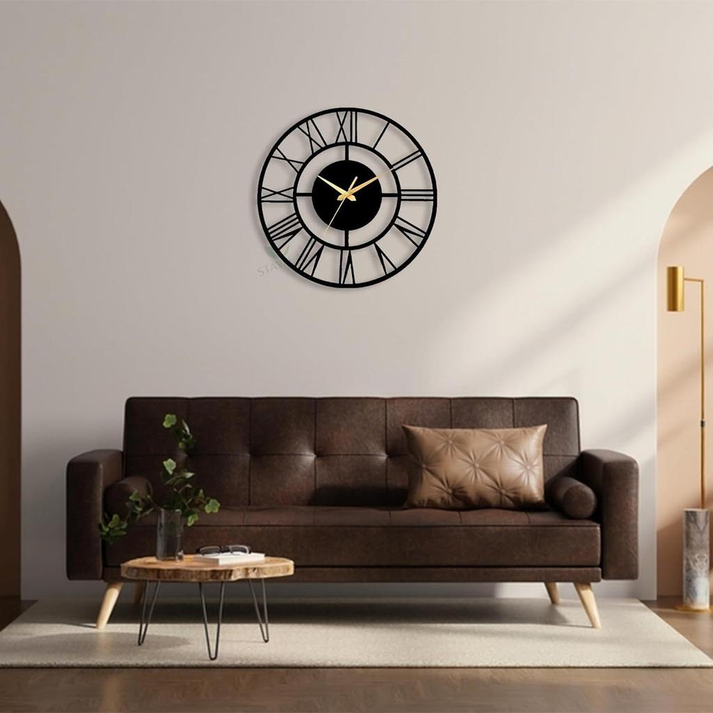 40 Cm / Metal Wall Clock for Living Room Stylish Latest | Fancy Big Size Wall Watch for Hall, Kitchen | Decorative Antique WallClocks for Home