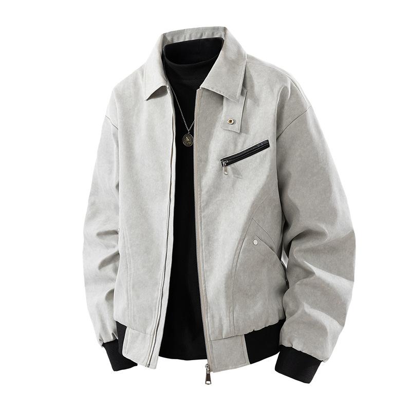 Jacket Men's Lapel Season Contrasting Colors Early Spring Couple Casual Loose Men's Coat