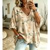 Plus-Size Women's V-Neck Batwing Sleeve T-Shirt Bohemian Ethnic Print Loose Top Summer Comfortable Breathable Daily Commute Casual Slimming Style