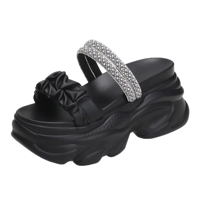 

Comemore 9CM White 2024 Women Thick Bottom Casual Sandal Breathable Heel Shoes Woman Wedge High Heels Platform Summer Sandals 34 чёрный