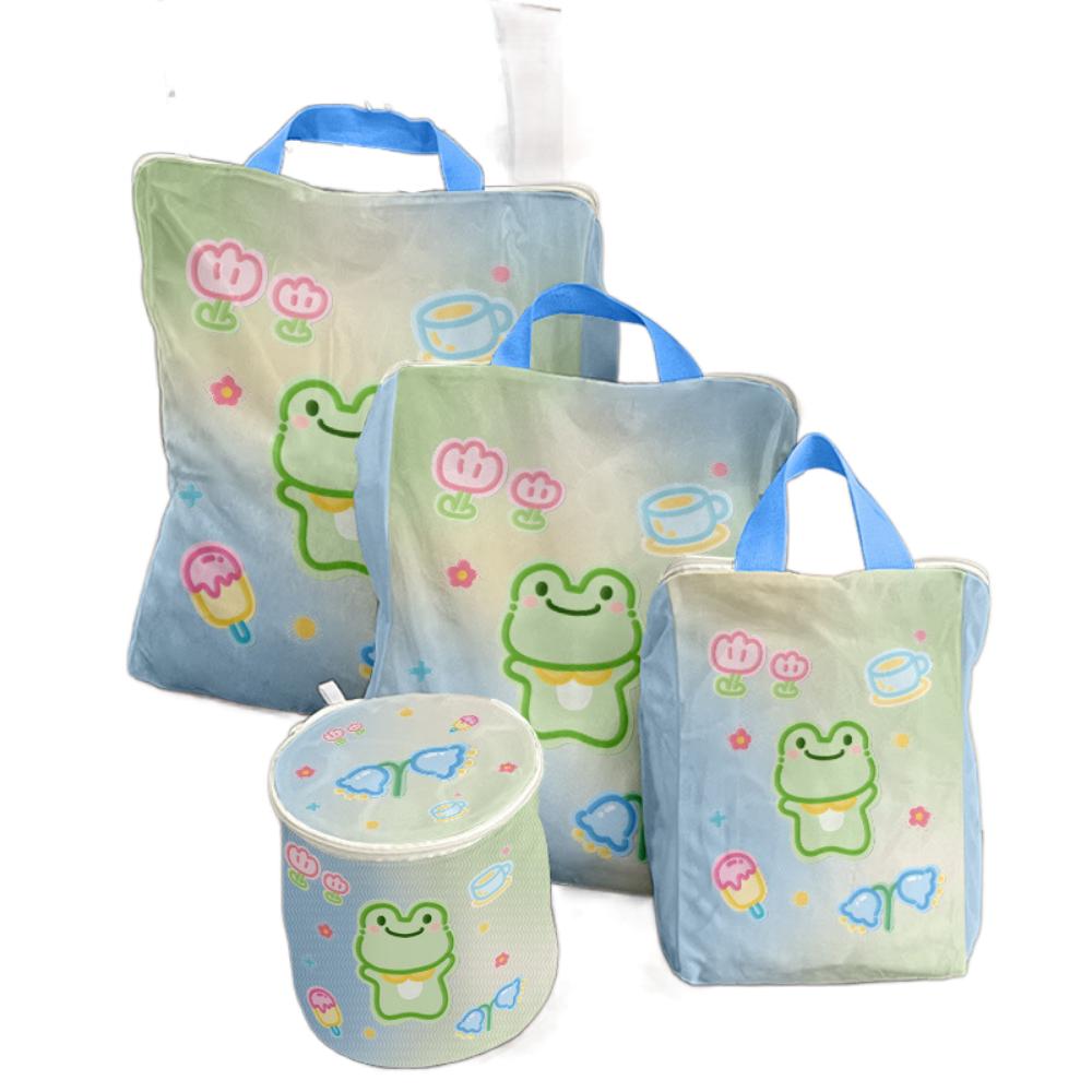 4Pcs Cute Mesh Laundry Bags Set Auto-lock Zipper Travel Clothes Organizer  Stocking