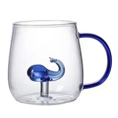 Cartoon Animal Shape Glass Home Cute High Borosilicate Glass Single Layer Cup Living Room with Guests Juice Cold Drink Cup Gift