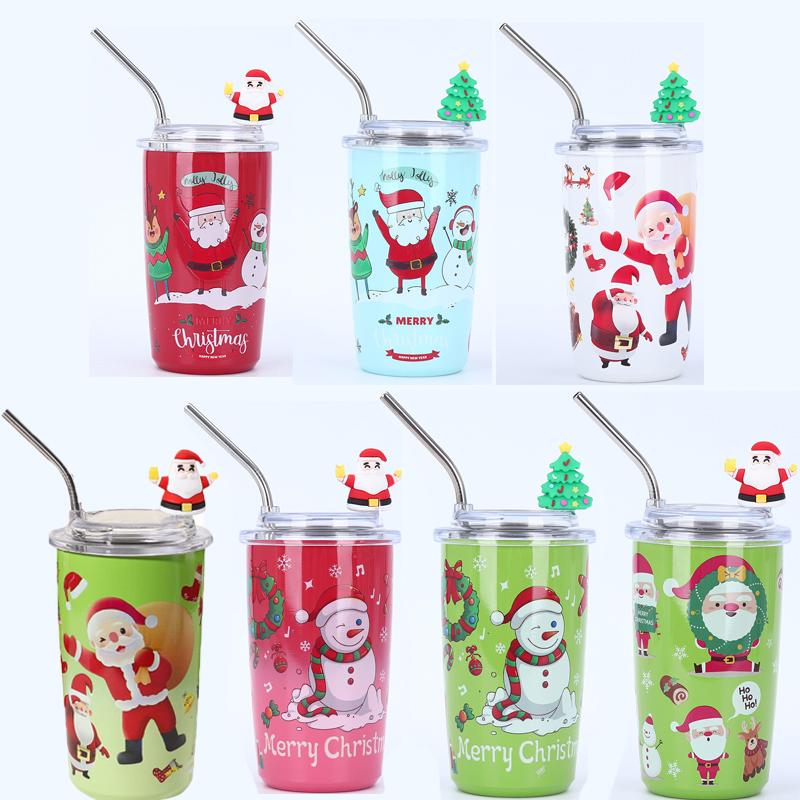 16Oz Christmas Theme Cup Set Break-Resistant Metal Travel Cups with Straws Perfect Gifts for Halloween Valentine's Day Christmas