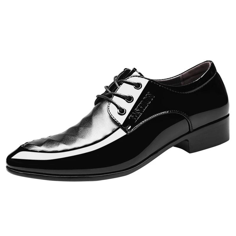 Mode Business Trend Kleiderschuhe 2024Täglich Weiß Herrenschuh Neu Flach Flach Herren Lederschuh Glänzend Spitz Groß Freizeitschuhe Hochzeitsschuh