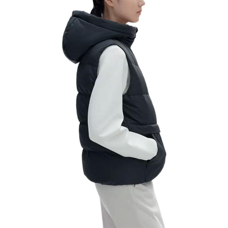ANTA Vests Women's Black Hooded Non Detachable Thickened And Fleece Lined Other 962247902-3