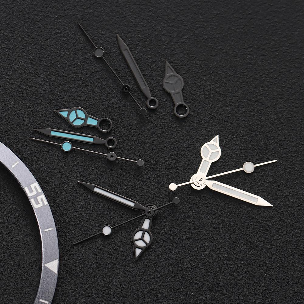 Silver Grey NH35 Hands Green Luminous Watch Hands for NH34 NH35 NH36 4R 7S Movement Ghost Watches Pointers Watch Accessories
