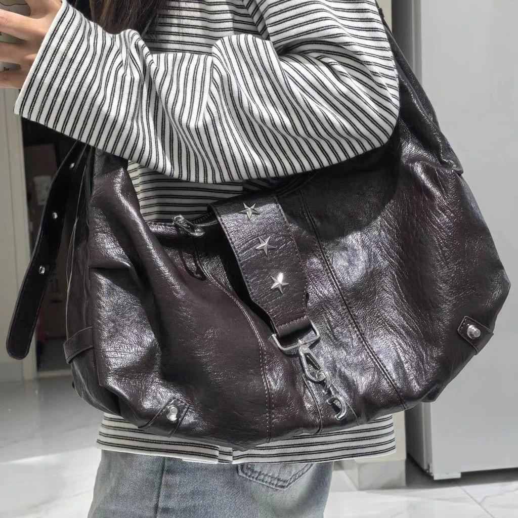Soft Leather Commuter Tote Bag, Small Single-shoulder Crossbody Bag with Large Capacity