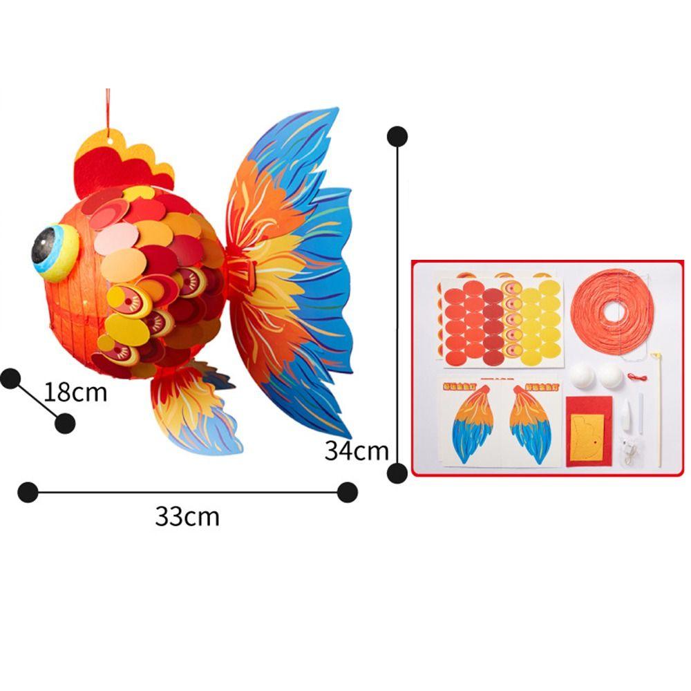 Handmade DIY Mid-Autumn Lantern With LED Light Koi Carp Fish Lantern Portable   Home Decoration