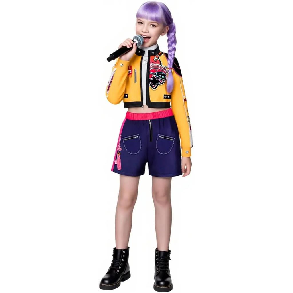 Anime Movie Kids Kpop Demon Hunter Cosplay Rumi Zoey Mira Cosplay Suit Clothes Rumi Zoey Cosplay Outfits Wig Halloween Carnival
