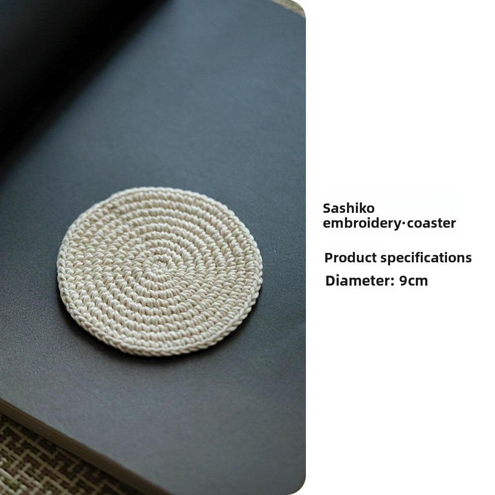 

Handcrafted Retro Chinese Style Tea Cup Coaster Absorbent Cotton Thread Heat Resistant Tea Pot Mat Purple Clay Tea Brewing Mat