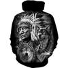 Colorful Jungle Chief Fleece Sweatshirt, Men's Thick Warm Hooded Pullover, Rich Scenic Native Chieftain Motif Hoodie for Artistic Street Matching