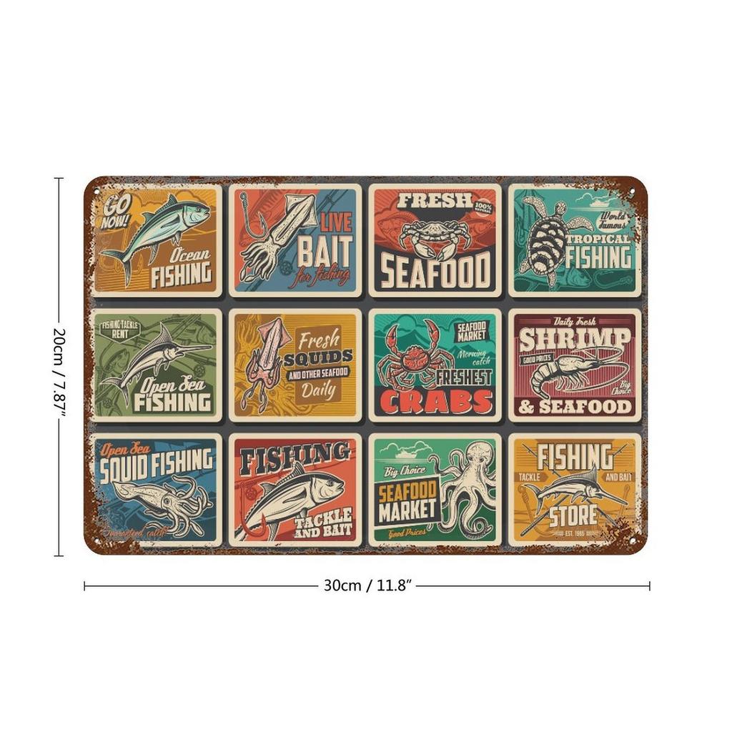 1-Pack shabby retro sign panel, 20×30cm and 30×40cm, antique rust surface metal wall decor for cafe or bedroom