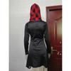 Women's Long Sleeve Color Block Plaid Double Layer Hooded Diamond Short Dress