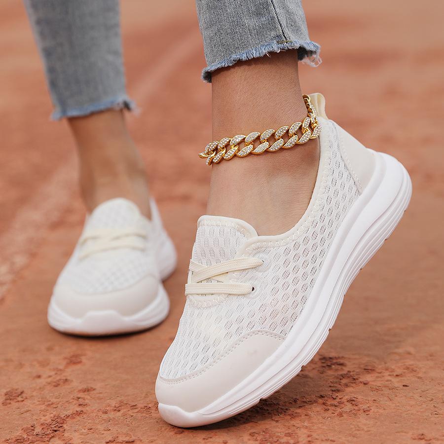 Scarpe Casuali Arancioni Primaverili Scarpe Sportive in Rete Traspirante Per Donna Sneakers con Lacci Comode da Esterno Leggere Scarpe da Corsa