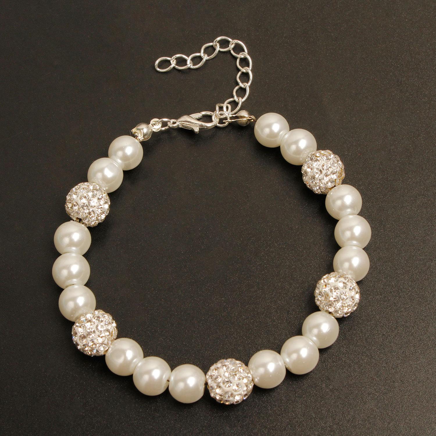 

Boutique fashion glass pearl pendant, new bracelet. білий