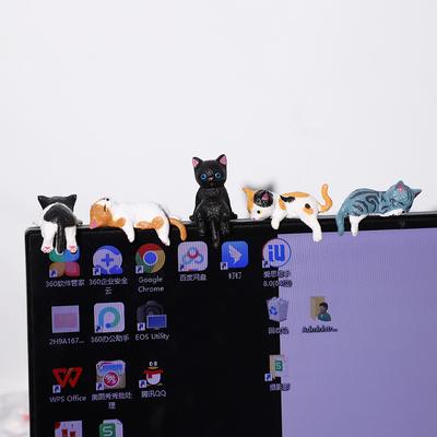 Office Desktop Mini Cute Little Cat Ornament Computer Car Center Console Display Screen Edge Decoration Figurine
