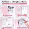 PU Leer A5 Ringband met Magnetische Sluiting 6-Rings Band Cover voor A5 Vulpapier, Hervulbaar Notitieboek A