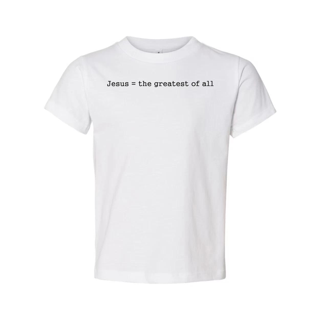 Christian Unisex Graphic Tee Featuring Jesus Equals The Greatest Of All Front Ch L